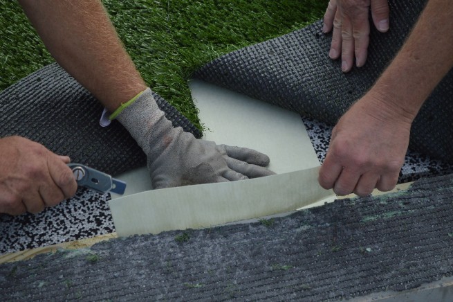 Kennewick artificial turf installation - cushion pad installation